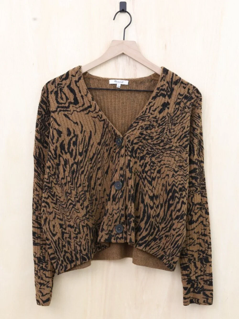 Madewell Tigerized Cameron Ribbed Cardigan Sweater in Coziest Yarn Small - Picture 2 of 4